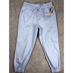 RE WASH Pastel Blue Cargo Jogger Pants Women‎ XL Elastic Waist Drawstring